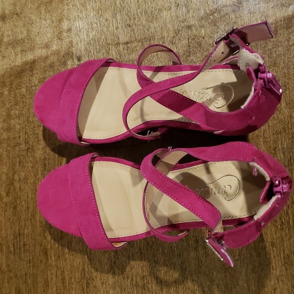 Candies Pink Espadrille Wedges Size 7.5 - Picture 2 of 8